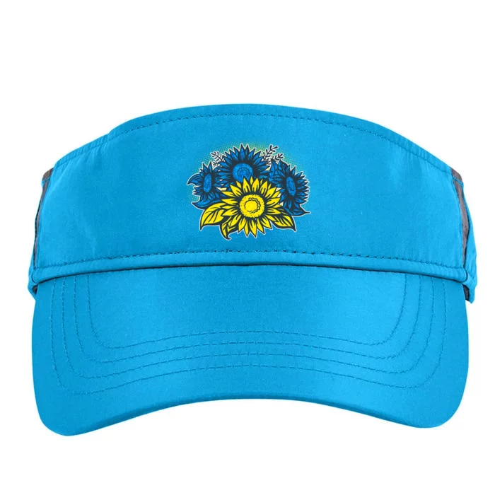 Ukrainian Flag Colors Sunflowers Stand With Ukraine Adult Drive Performance Visor