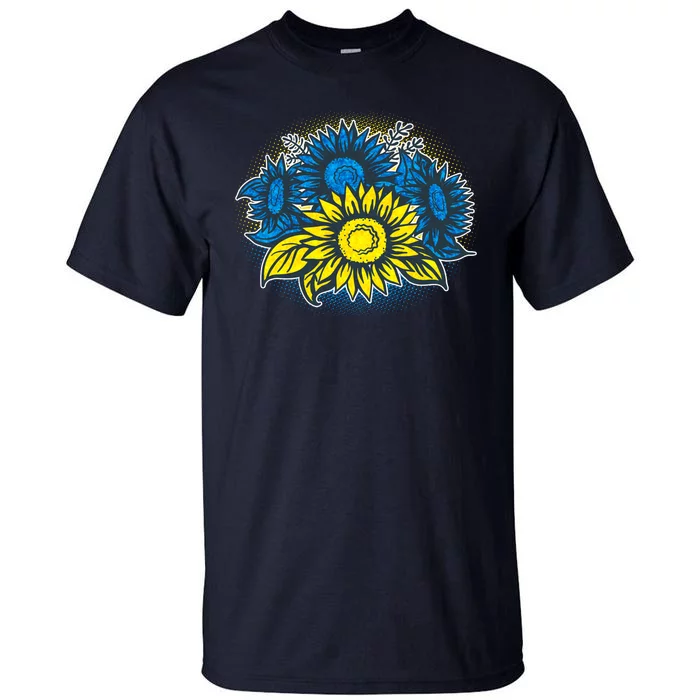 Ukrainian Flag Colors Sunflowers Stand With Ukraine Tall T-Shirt