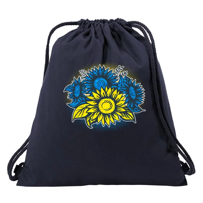 Ukrainian Flag Colors Sunflowers Stand With Ukraine Drawstring Bag