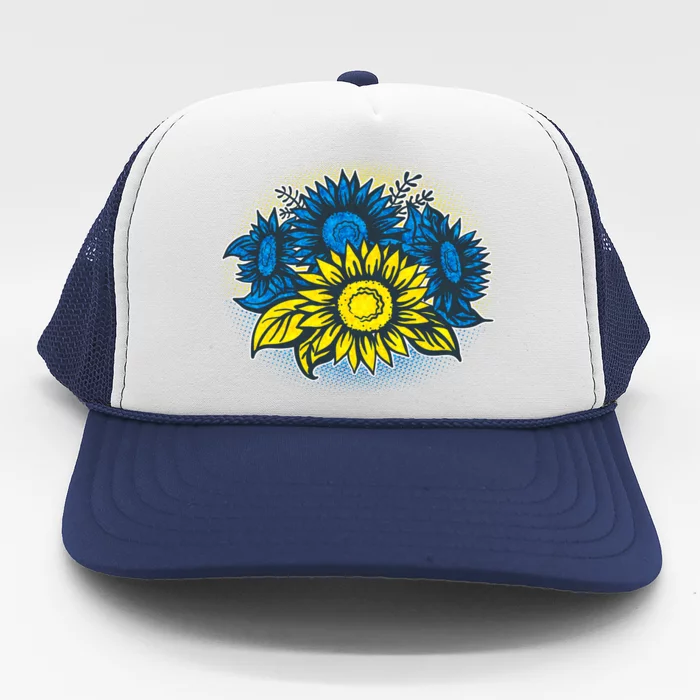 Ukrainian Flag Colors Sunflowers Stand With Ukraine Trucker Hat