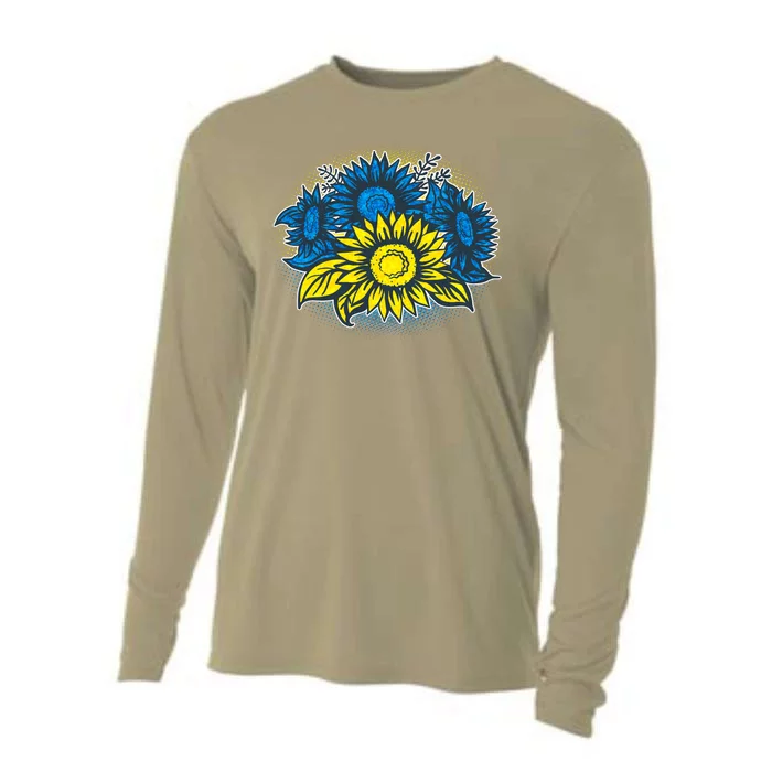 Ukrainian Flag Colors Sunflowers Stand With Ukraine Cooling Performance Long Sleeve Crew