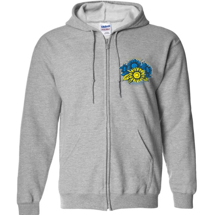 Ukrainian Flag Colors Sunflowers Stand With Ukraine Full Zip Hoodie