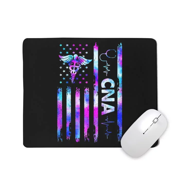 US Flag CNA Tie Dye Cute Certified Nursing Assistant Mousepad