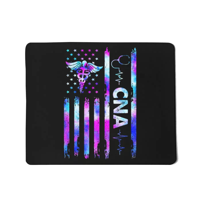 US Flag CNA Tie Dye Cute Certified Nursing Assistant Mousepad