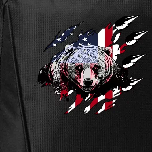 Us Flag Claw Grizzly Bear Patriotic Hunting Gift City Backpack