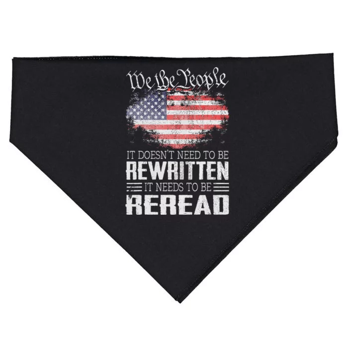 US Flag Constitution Of The USA Needs To Be Reread USA-Made Doggie Bandana