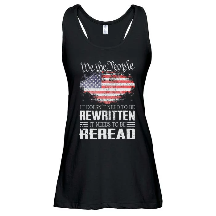 US Flag Constitution Of The USA Needs To Be Reread Ladies Essential Flowy Tank