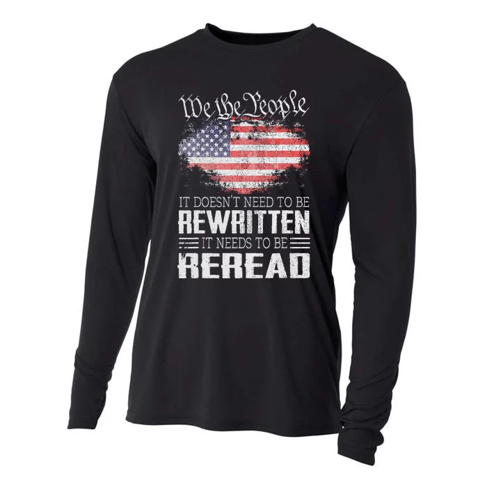 US Flag Constitution Of The USA Needs To Be Reread Cooling Performance Long Sleeve Crew