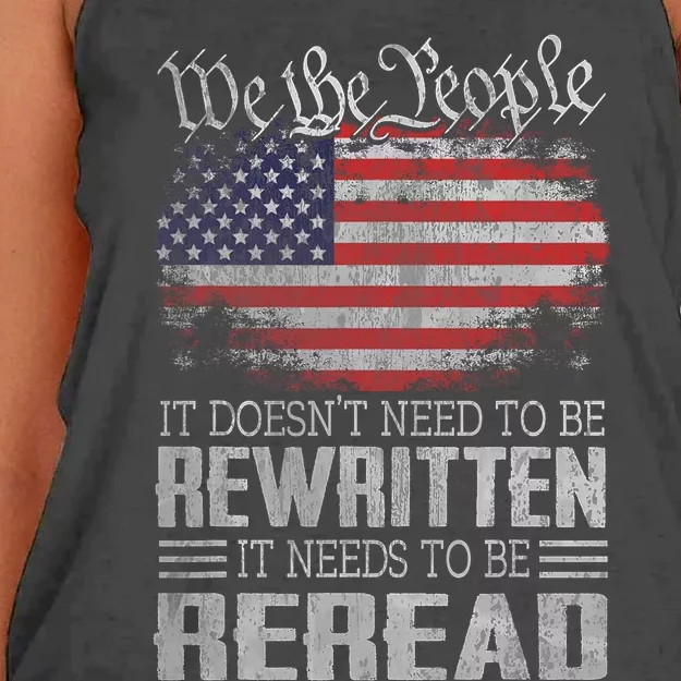 Us Flag Constitution Of The Usa Needs To Be Reread Women's Knotted Racerback Tank