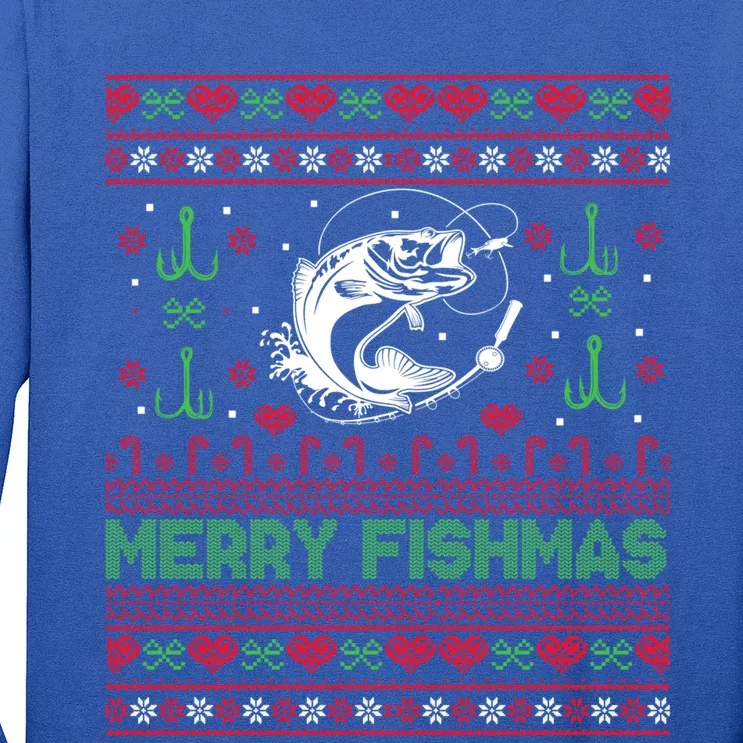 Ugly Fishing Christmas Bass Fish Merry Fishmas Funny Gift Long Sleeve Shirt