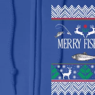 Ugly Fishing Christmas Bass Fish Merry Fishmas Funny Gift Full Zip Hoodie