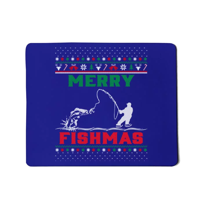 Ugly Fishing Christmas Merry Fishmas Fish Fisher Xmas Gift Mousepad