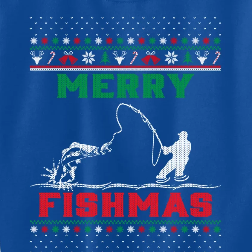 Ugly Fishing Christmas Merry Fishmas Fish Fisher Xmas Gift Kids Sweatshirt