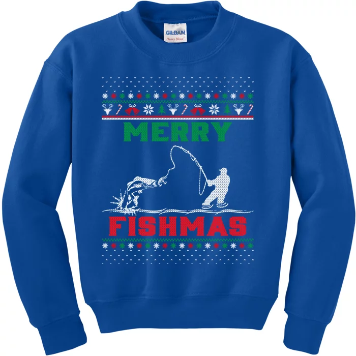 Ugly Fishing Christmas Merry Fishmas Fish Fisher Xmas Gift Kids Sweatshirt