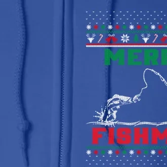 Ugly Fishing Christmas Merry Fishmas Fish Fisher Xmas Gift Full Zip Hoodie