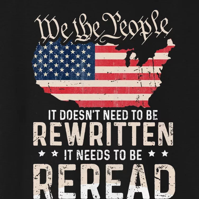 US Flag Constitution of the USA Needs To Be Reread Women's Crop Top Tee