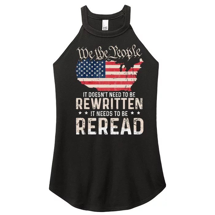 US Flag Constitution of the USA Needs To Be Reread Women’s Perfect Tri Rocker Tank