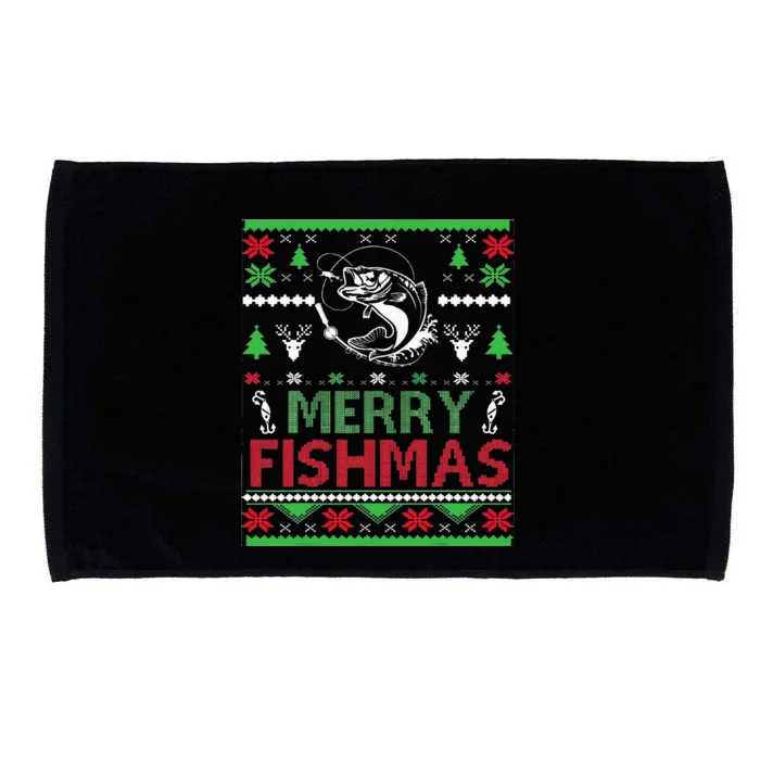 Ugly Fishing Christmas Bass Fish Microfiber Hand Towel