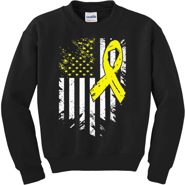 USA Flag Childhood Cancer Awareness Family Support Kids Sweatshirt