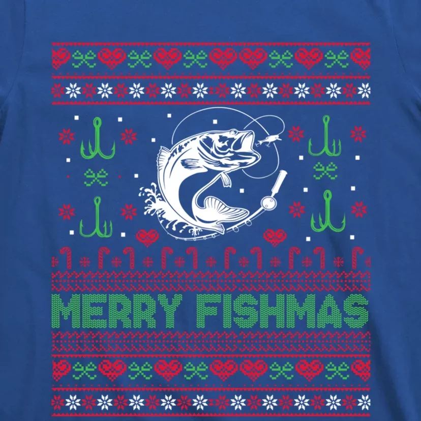 Ugly Fishing Christmas Bass Fish Merry Fishmas Funny Gift T-Shirt