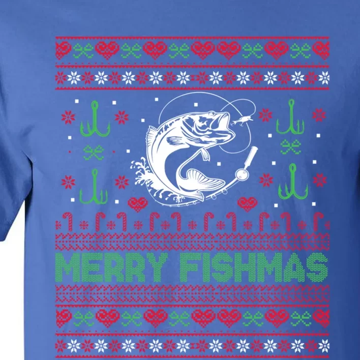 Ugly Fishing Christmas Bass Fish Merry Fishmas Funny Gift Tall T-Shirt