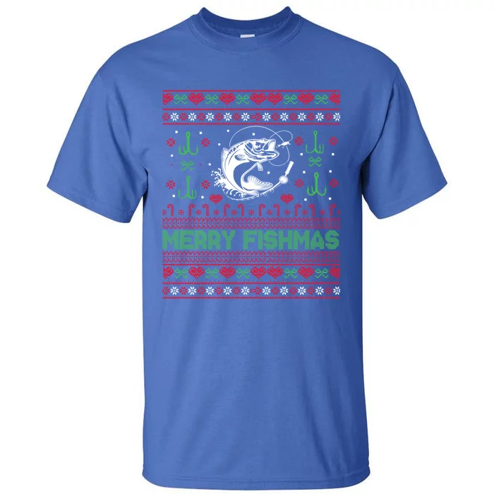 Ugly Fishing Christmas Bass Fish Merry Fishmas Funny Gift Tall T-Shirt