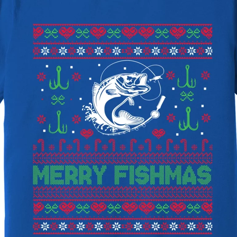 Ugly Fishing Christmas Bass Fish Merry Fishmas Funny Gift Premium T-Shirt