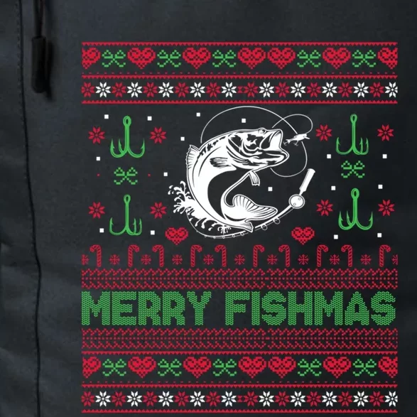 Ugly Fishing Christmas Bass Fish Merry Fishmas Funny Gift Daily Commute Backpack