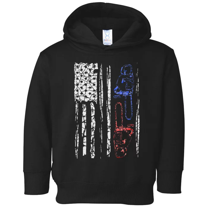 US FLAG CHAINSAW Lumberjack Logger Lumber Gift Toddler Hoodie