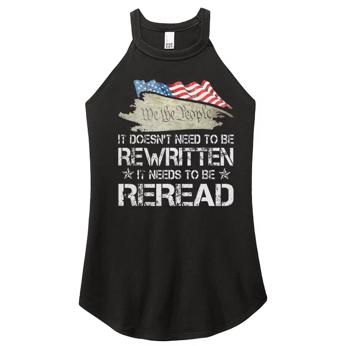 US Flag Constitution of the USA Needs To Be Reread Women’s Perfect Tri Rocker Tank