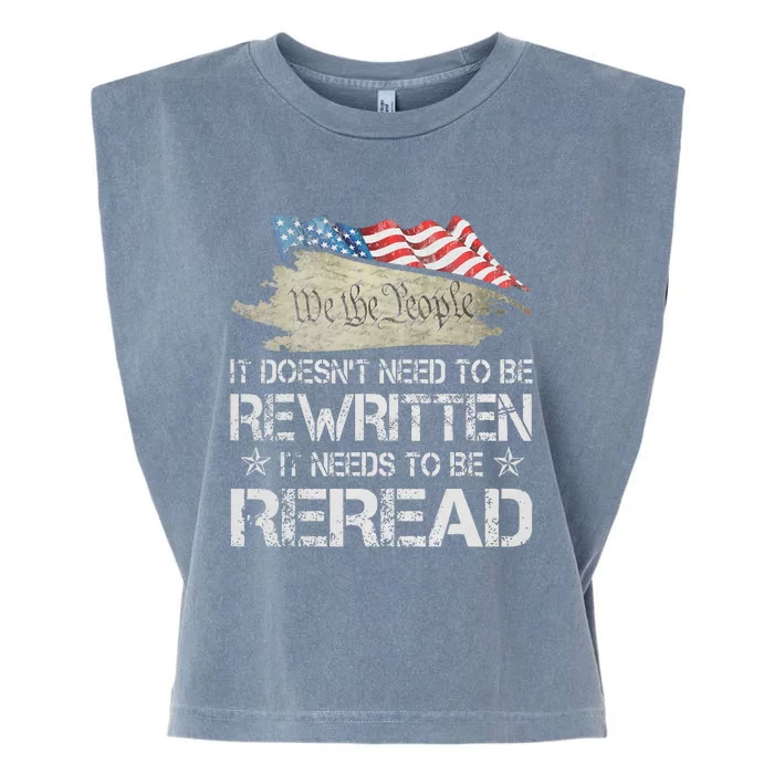 US Flag Constitution of the USA Needs To Be Reread Garment-Dyed Women's Muscle Tee