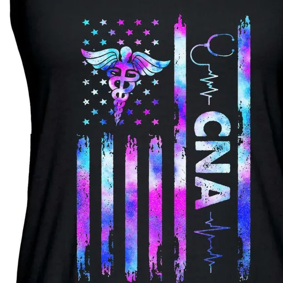 US Flag CNA Cute Certified Nursing Assistant Ladies Essential Flowy Tank