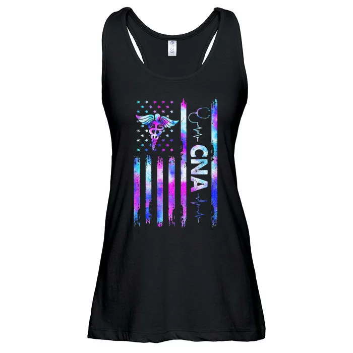 US Flag CNA Cute Certified Nursing Assistant Ladies Essential Flowy Tank