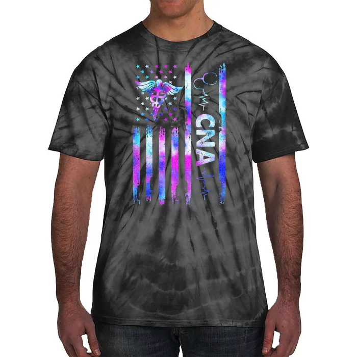 US Flag CNA Cute Certified Nursing Assistant Tie-Dye T-Shirt