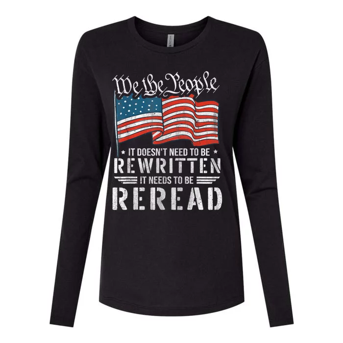 US Flag Constitution Of The USA Needs To Be Reread Womens Cotton Relaxed Long Sleeve T-Shirt