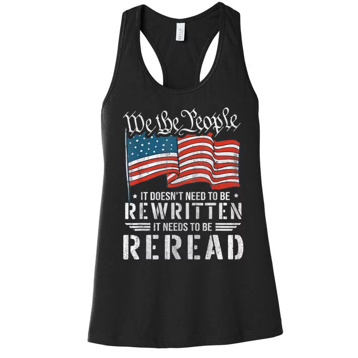 US Flag Constitution Of The USA Needs To Be Reread Women's Racerback Tank