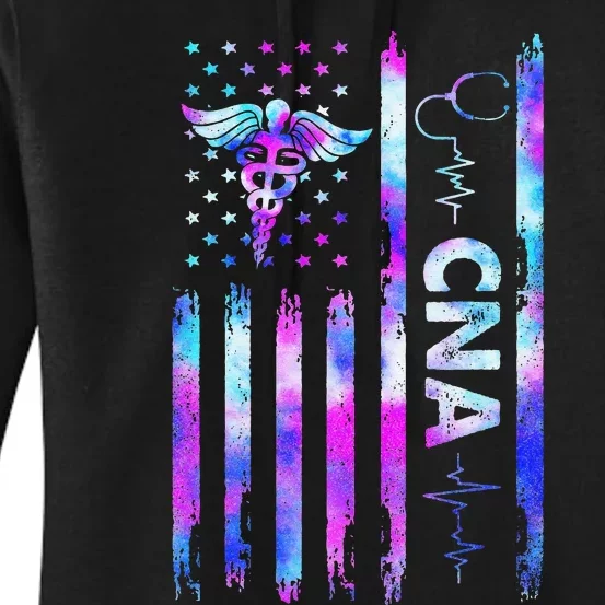 US Flag CNA Certified Nursing Assistant Women's Pullover Hoodie