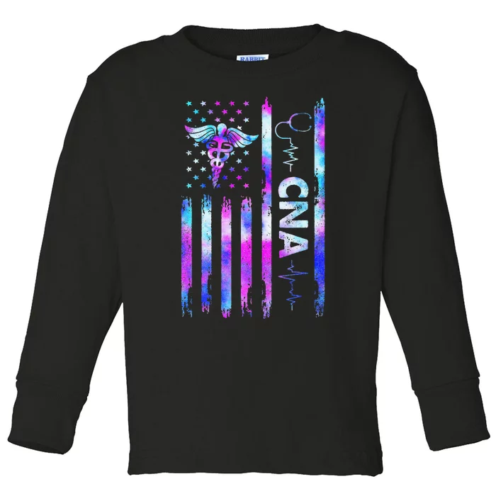 US Flag CNA Certified Nursing Assistant Toddler Long Sleeve Shirt