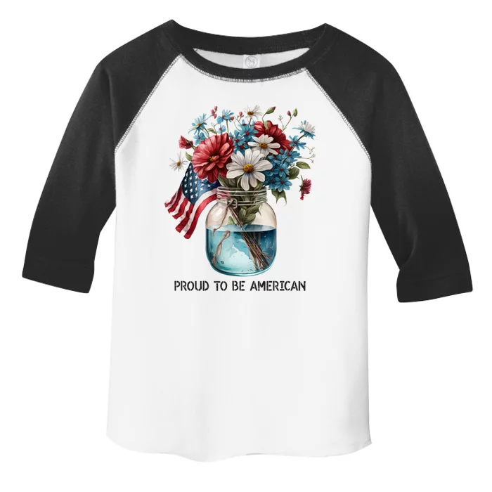 Usa Flag Colors Flowers Red White Blue Proud To Be American Meaningful Gift Toddler Fine Jersey T-Shirt