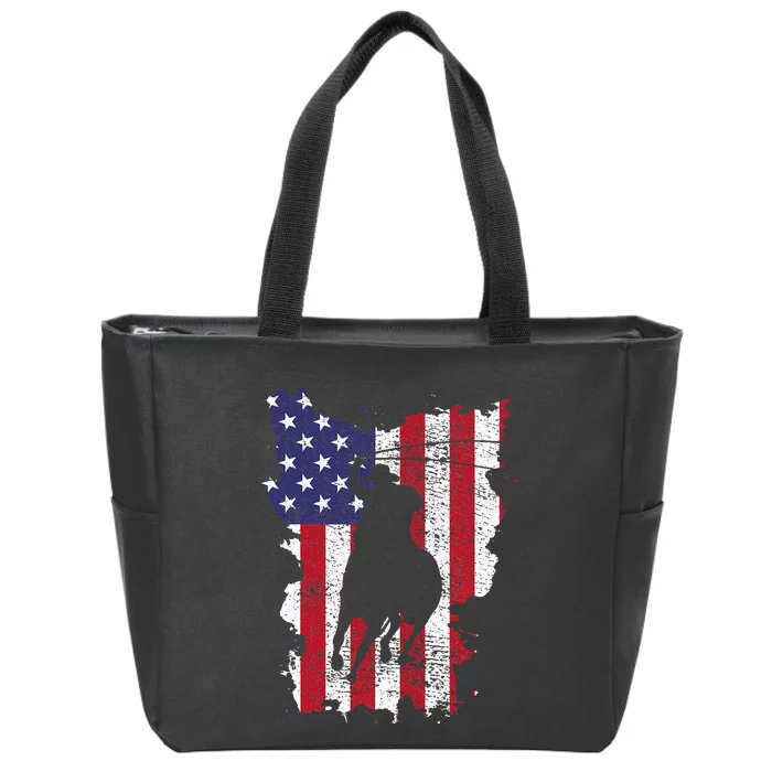 Usa Flag Cowboy Roping Zip Tote Bag