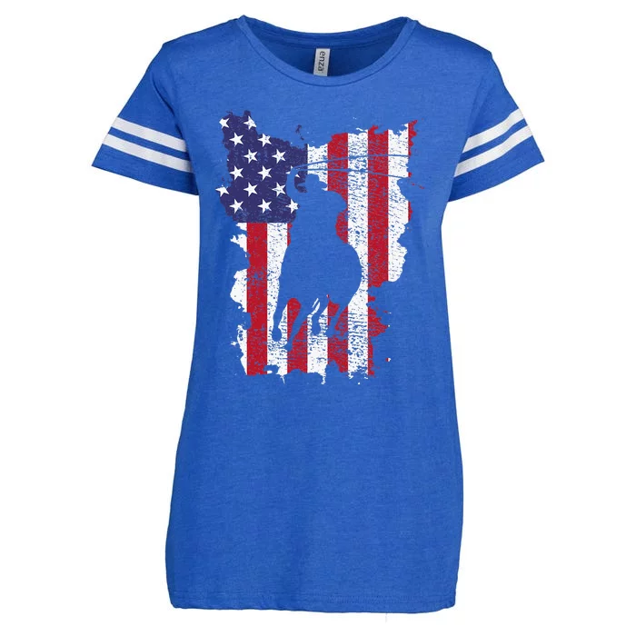 Usa Flag Cowboy Roping Enza Ladies Jersey Football T-Shirt