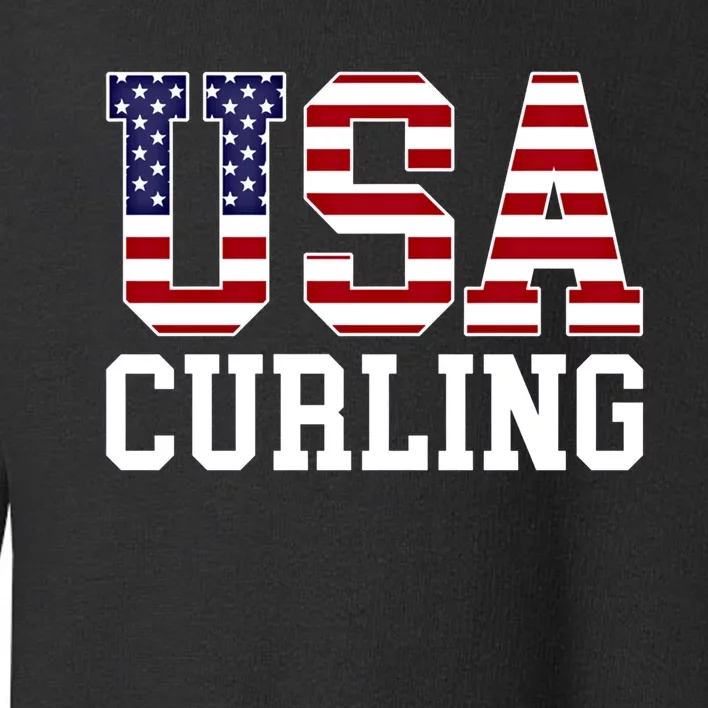 Usa Flag Curler American Curling Gift Toddler Sweatshirt