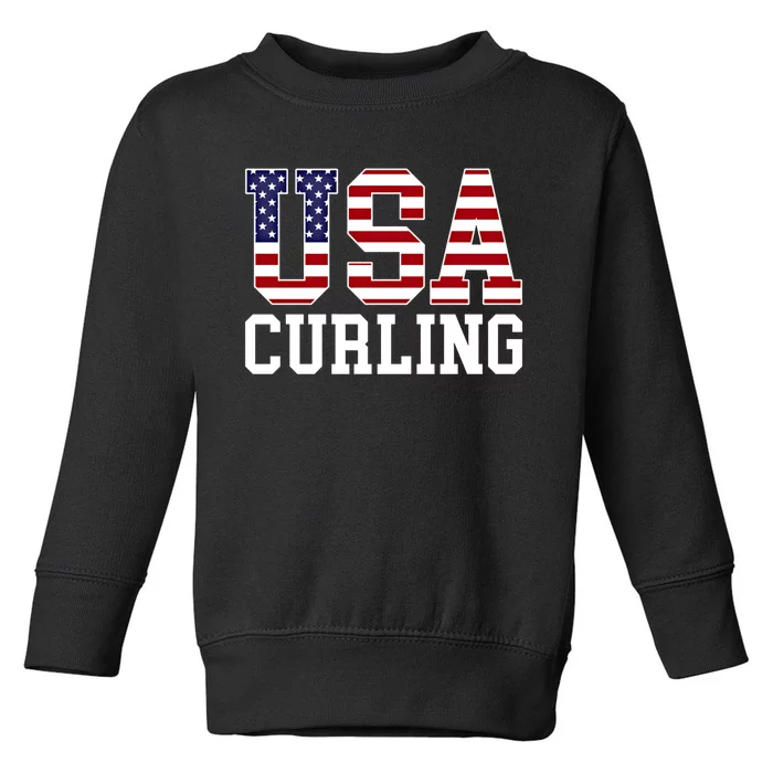 Usa Flag Curler American Curling Gift Toddler Sweatshirt