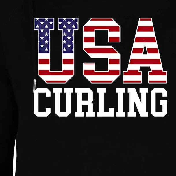 Usa Flag Curler American Curling Gift Womens Funnel Neck Pullover Hood