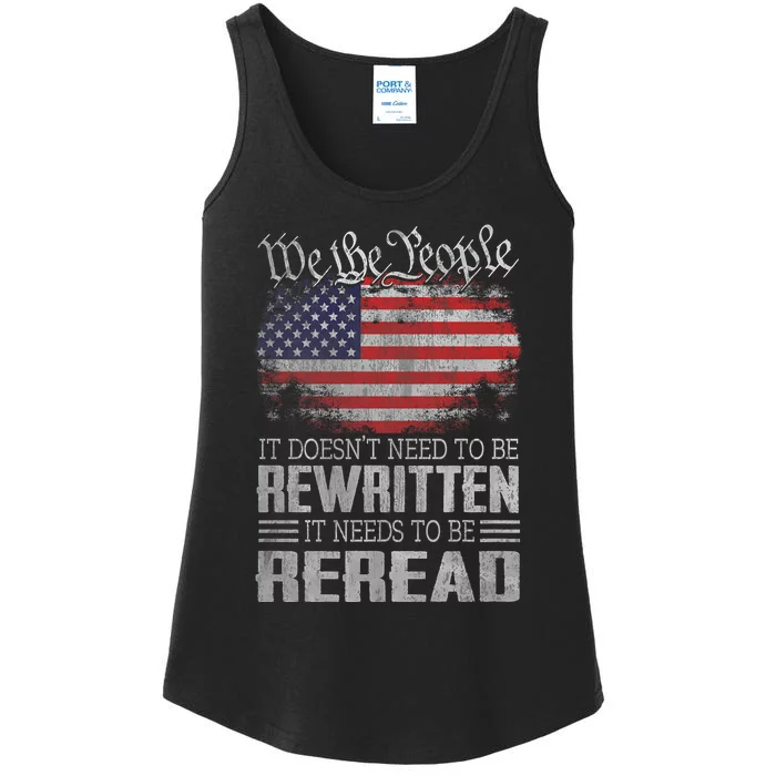 Us Flag Constitution Of The Usa Needs To Be Reread Brave Patriotic American Ladies Essential Tank