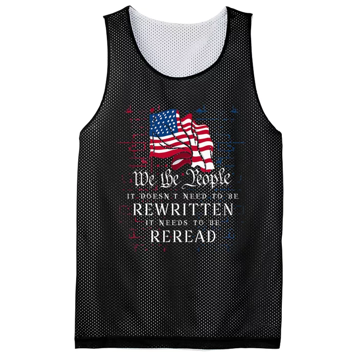 US Flag Constitution Of The USA Needs To Be Reread Mesh Reversible Basketball Jersey Tank