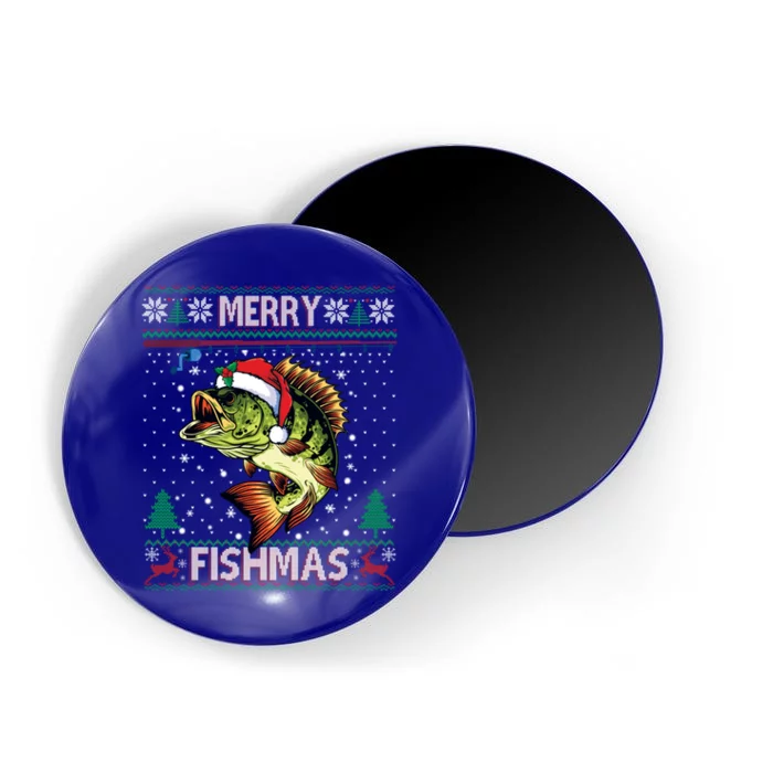 Ugly Fishing Christmas Bass Fish Merry Fishmas Cool Gift Magnet