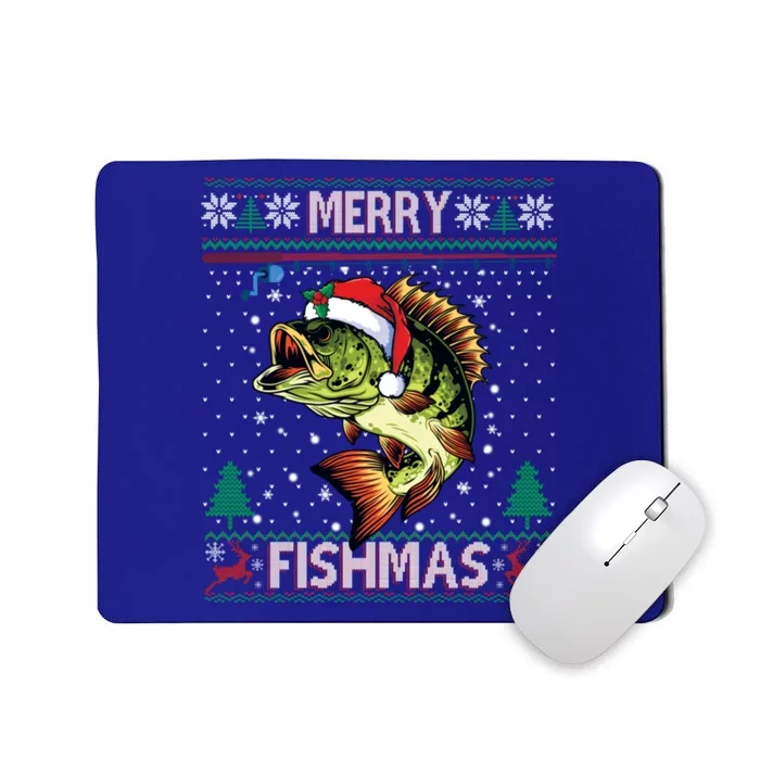 Ugly Fishing Christmas Bass Fish Merry Fishmas Cool Gift Mousepad