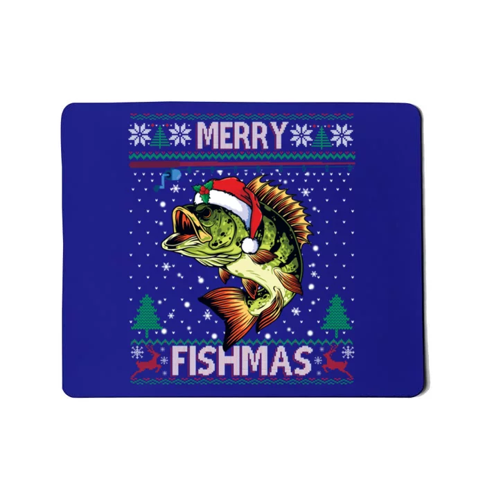 Ugly Fishing Christmas Bass Fish Merry Fishmas Cool Gift Mousepad