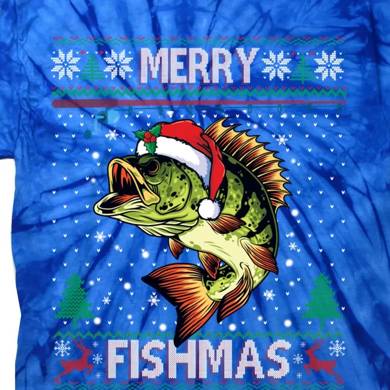 Ugly Fishing Christmas Bass Fish Merry Fishmas Cool Gift Tie-Dye T-Shirt